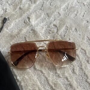 Gold Frame Brown Lens Women's Sunglasses - Fashion Aviator Style
